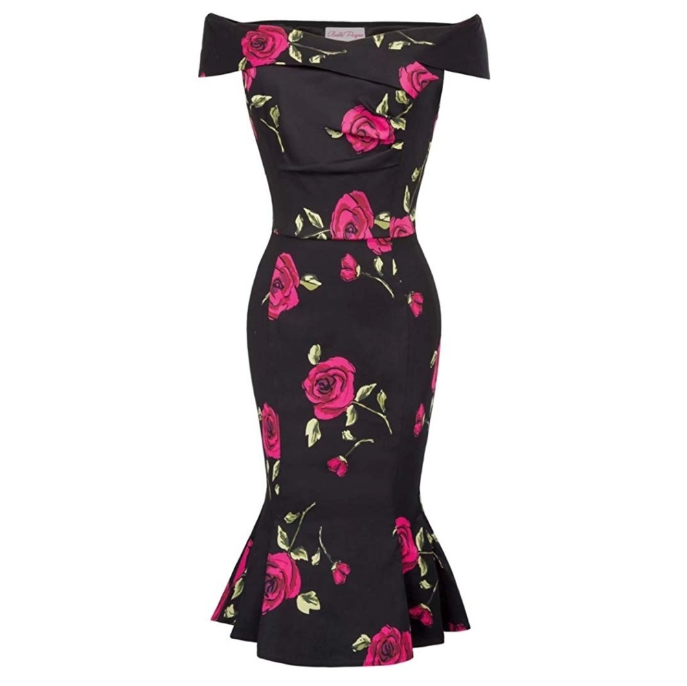 Floral fishtail pencil dress